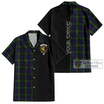 Nicolson Green Hunting Tartan Short Sleeve Button Shirt with Family Crest and Half Of Me Style