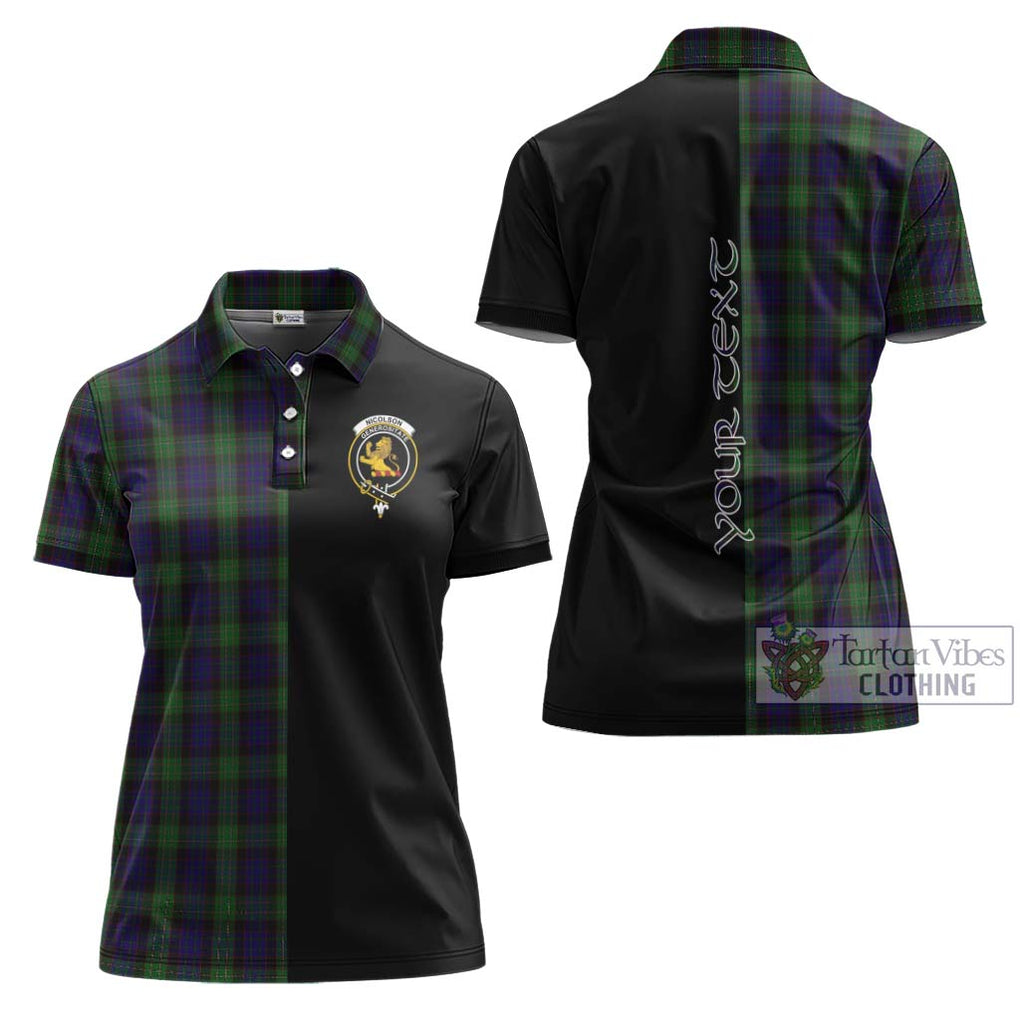 Nicolson Green Hunting Tartan Women's Polo Shirt with Family Crest and Half Of Me Style Women - Tartanvibesclothing Shop