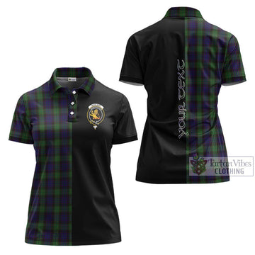 Nicolson Green Hunting Tartan Women's Polo Shirt with Family Crest and Half Of Me Style