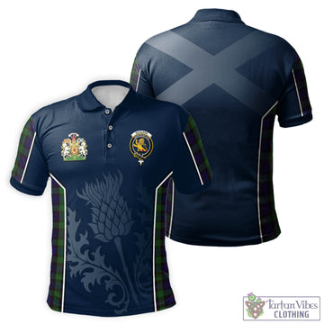 Nicolson Green Hunting Tartan Men's Polo Shirt with Family Crest and Scottish Thistle Vibes Sport Style