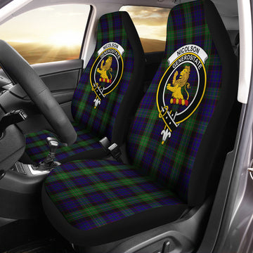 Nicolson Green Hunting Tartan Car Seat Cover with Family Crest