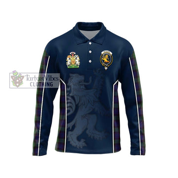 Nicolson Green Hunting Tartan Long Sleeve Polo Shirt with Family Crest and Lion Rampant Vibes Sport Style