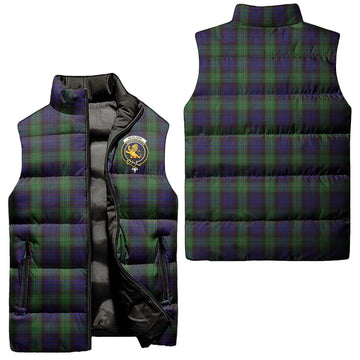 Nicolson Green Hunting Tartan Sleeveless Puffer Jacket with Family Crest