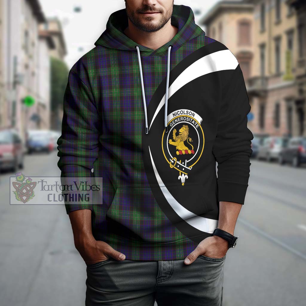 Nicolson Green Hunting Tartan Hoodie with Family Crest Circle Style Zip Hoodie - Tartan Vibes Clothing