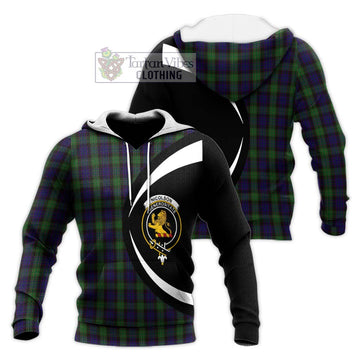 Nicolson Green Hunting Tartan Knitted Hoodie with Family Crest Circle Style