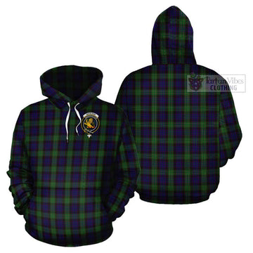 Nicolson Green Hunting Tartan Cotton Hoodie with Family Crest