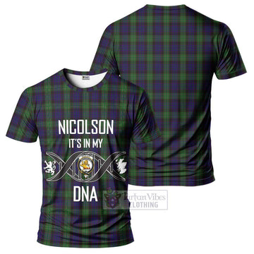 Nicolson Green Hunting Tartan T-Shirt with Family Crest DNA In Me Style