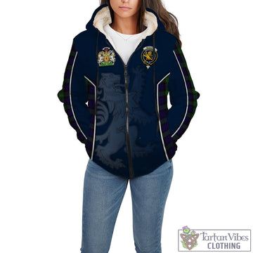 Nicolson Green Hunting Tartan Sherpa Hoodie with Family Crest and Lion Rampant Vibes Sport Style