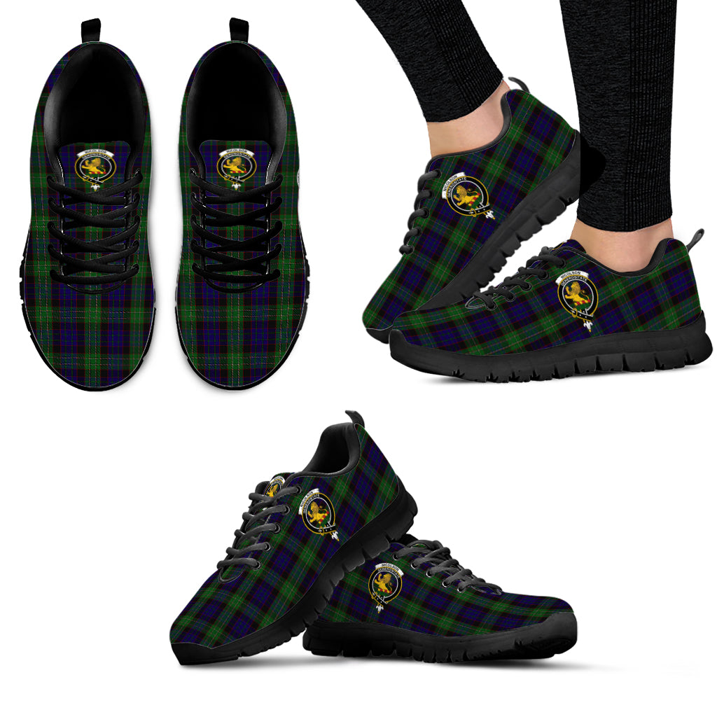 Nicolson Green Hunting Tartan Sneakers with Family Crest - Tartan Vibes Clothing