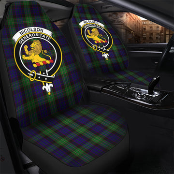 Nicolson Green Hunting Tartan Car Seat Cover with Family Crest