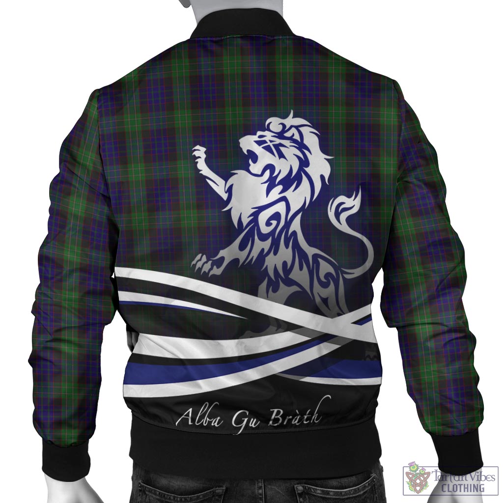 Tartan Vibes Clothing Nicolson Green Hunting Tartan Bomber Jacket with Alba Gu Brath Regal Lion Emblem