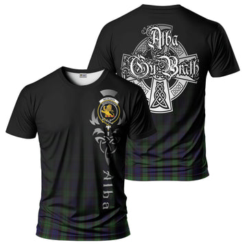 Nicolson Green Hunting Tartan T-Shirt Featuring Alba Gu Brath Family Crest Celtic Inspired