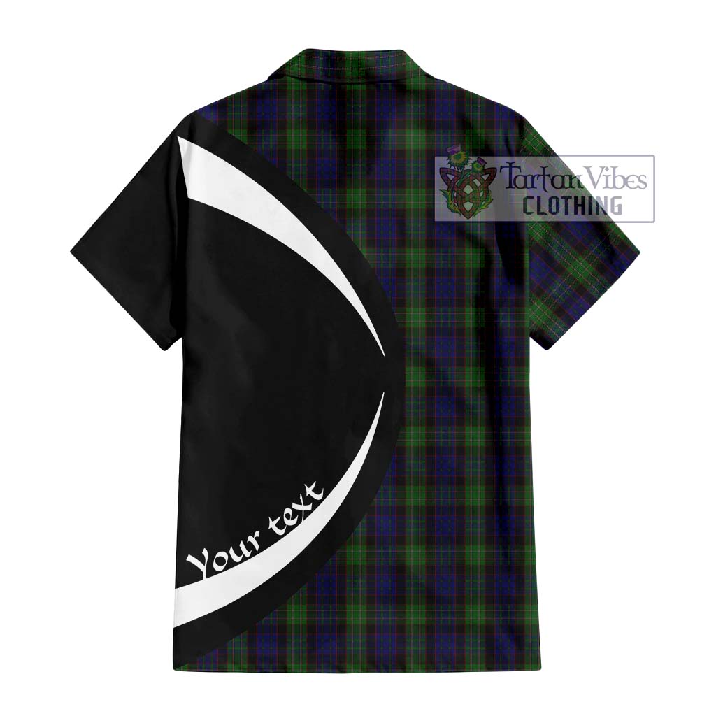 Nicolson Green Hunting Tartan Short Sleeve Button Up with Family Crest Circle Style - Tartan Vibes Clothing