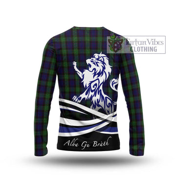 Nicolson Green Hunting Tartan Long Sleeve T-Shirt with Alba Gu Brath Regal Lion Emblem