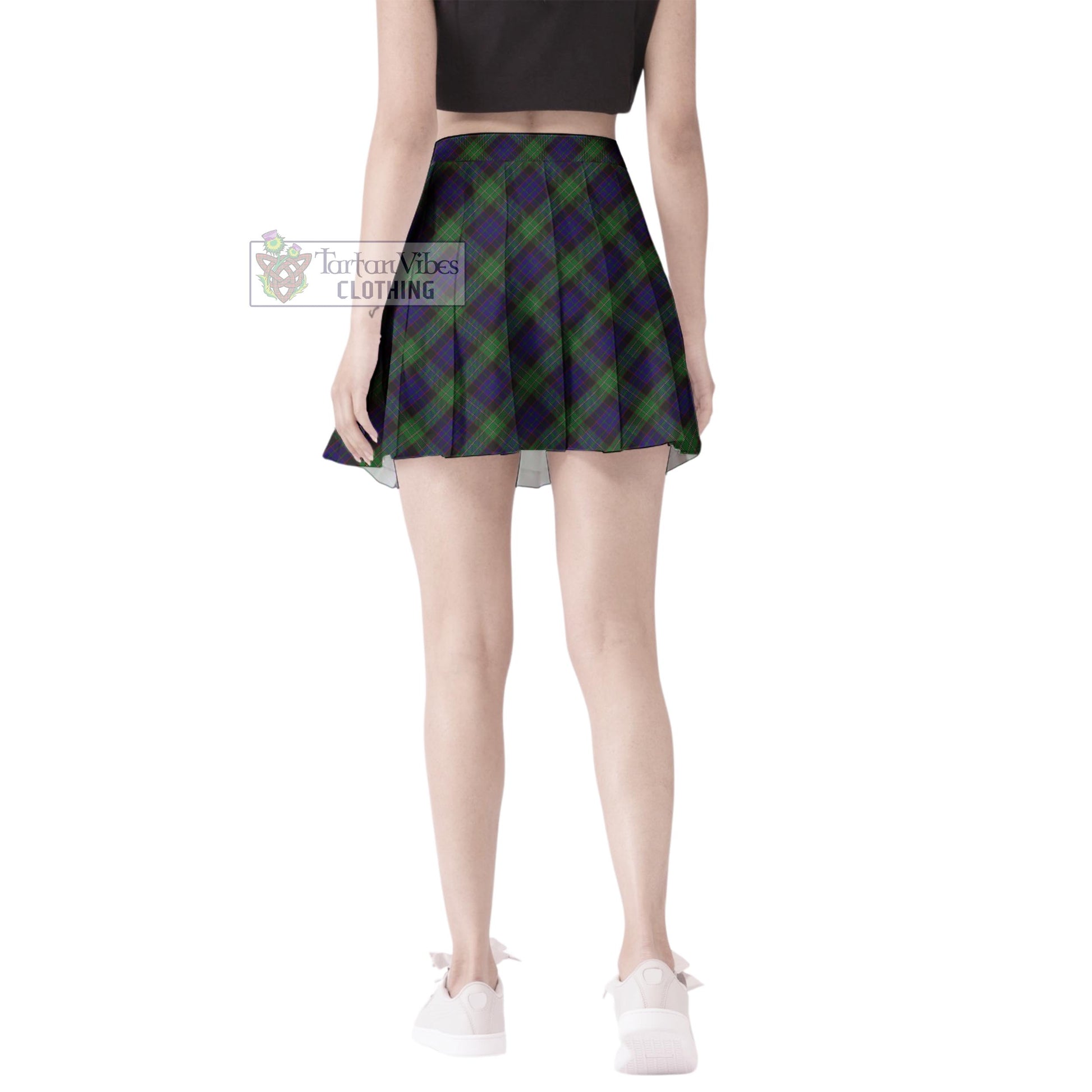 Tartan Vibes Clothing Nicolson Green Hunting Tartan Women's Plated Mini Skirt