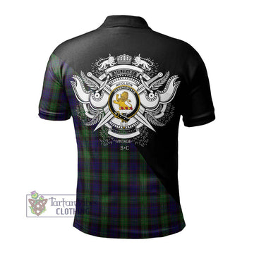 Nicolson Green Hunting Tartan Polo Shirt with Family Crest and Military Logo Style