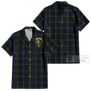 Nicolson Green Hunting Tartan Cotton Hawaiian Shirt with Family Crest