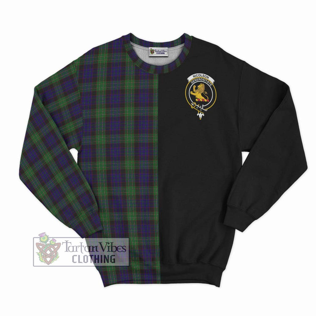 Nicolson Green Hunting Tartan Sweatshirt with Family Crest and Half Of Me Style - Tartanvibesclothing Shop