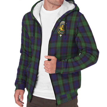 Nicolson Green Hunting Tartan Sherpa Hoodie with Family Crest