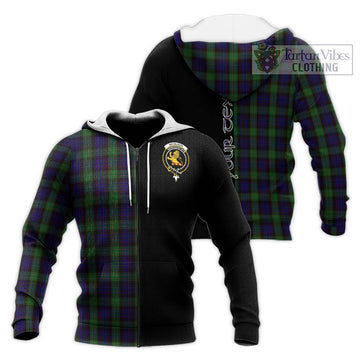 Nicolson Green Hunting Tartan Knitted Hoodie with Family Crest and Half Of Me Style