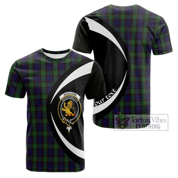 Nicolson Green Hunting Tartan Cotton T-shirt with Family Crest Circle Style