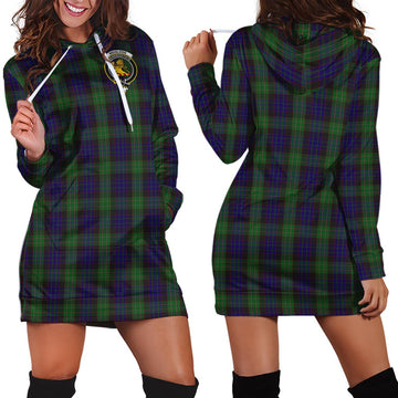 Nicolson Green Hunting Tartan Hoodie Dress with Family Crest