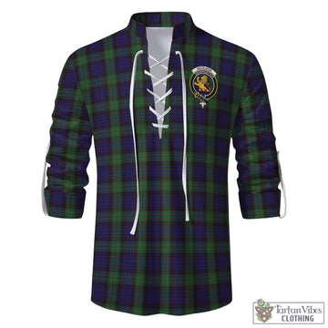 Nicolson Green Hunting Tartan Men's Scottish Traditional Jacobite Ghillie Kilt Shirt with Family Crest