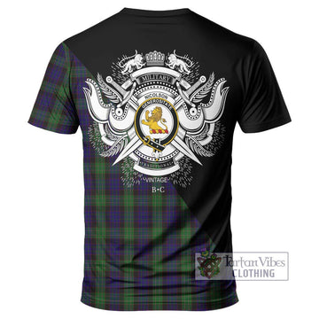 Nicolson Green Hunting Tartan T-Shirt with Family Crest and Military Logo Style