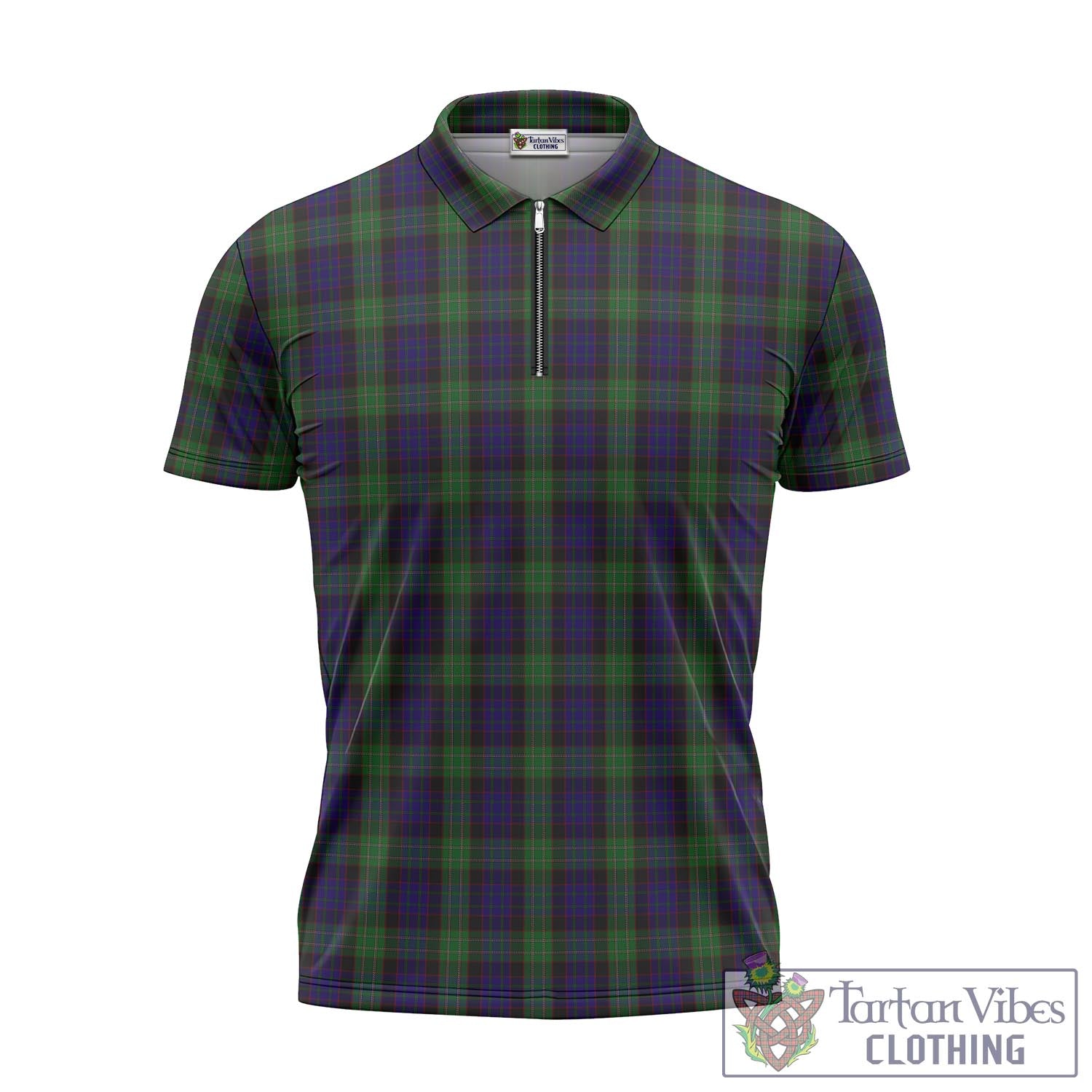 Tartan Vibes Clothing Nicolson Green Hunting Tartan Zipper Polo Shirt