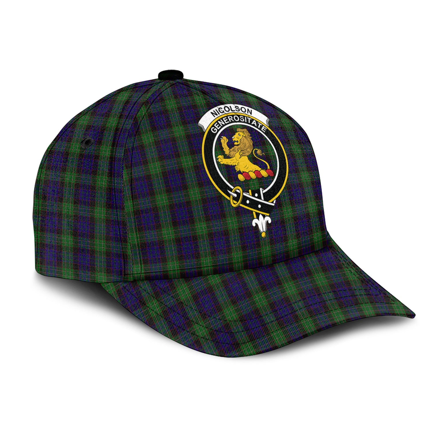 Nicolson Green Hunting Tartan Classic Cap with Family Crest - Tartan Vibes Clothing