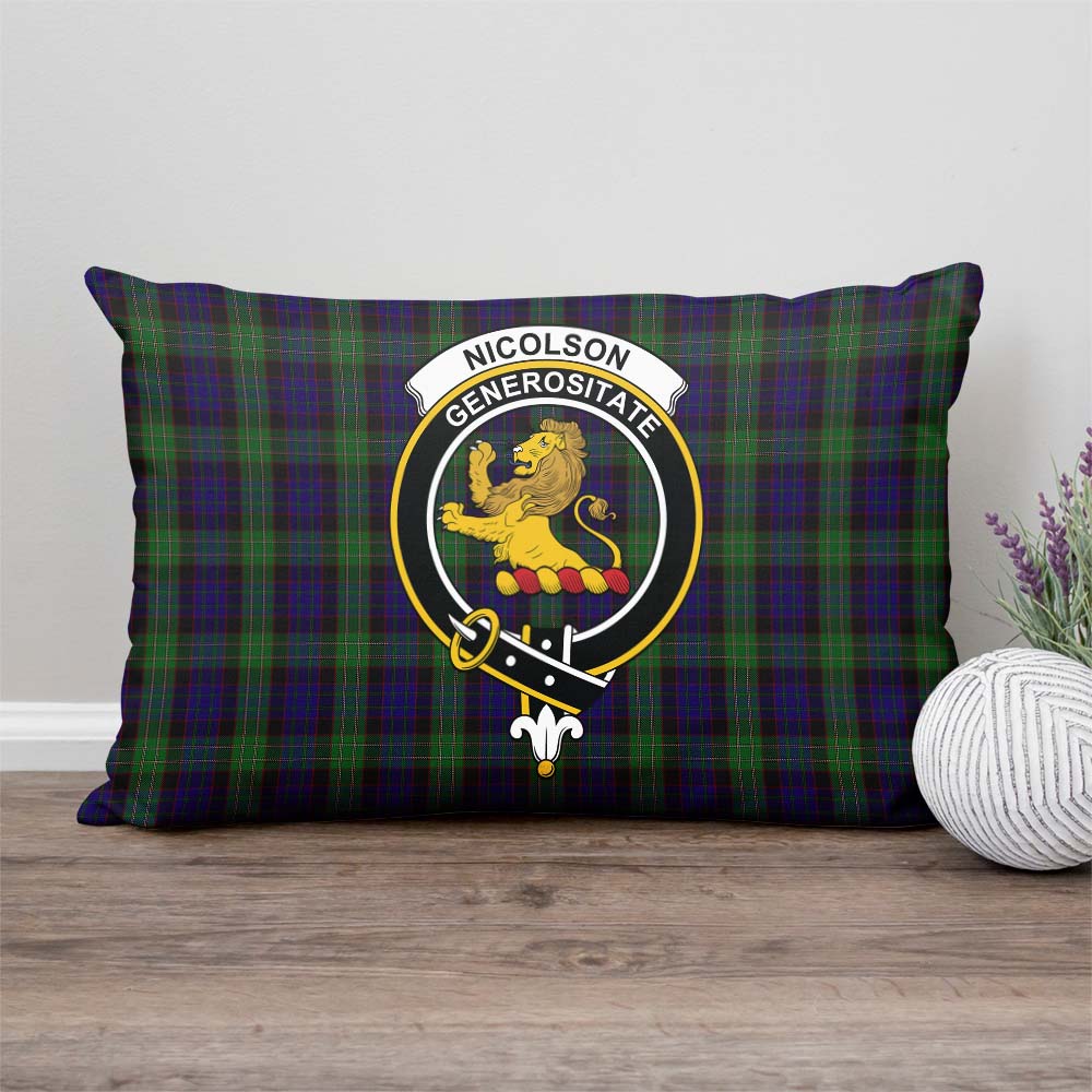 Nicolson Green Hunting Tartan Pillow Cover with Family Crest Rectangle Pillow Cover - Tartanvibesclothing