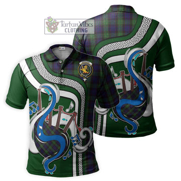 Nicolson Green Hunting Tartan Polo Shirt with Epic Bagpipe Style