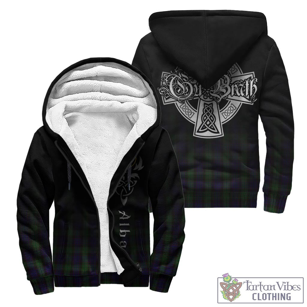 Tartan Vibes Clothing Nicolson Green Hunting Tartan Sherpa Hoodie Featuring Alba Gu Brath Family Crest Celtic Inspired