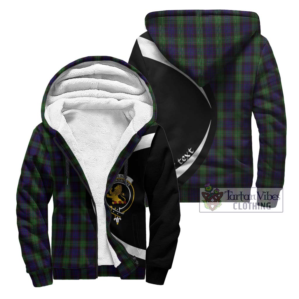 Nicolson Green Hunting Tartan Sherpa Hoodie with Family Crest Circle Style Unisex - Tartan Vibes Clothing