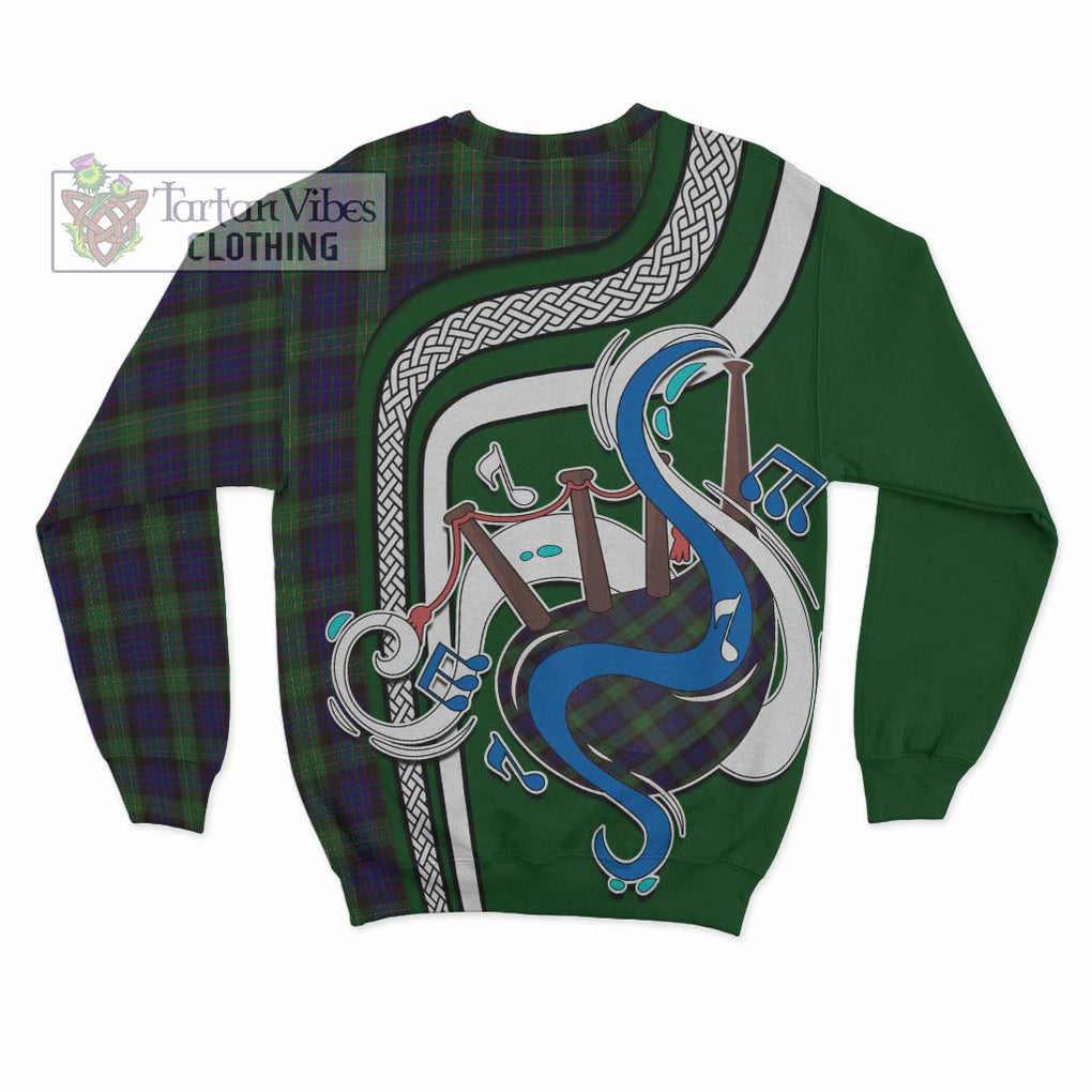 Tartan Vibes Clothing Nicolson Green Hunting Tartan Sweatshirt with Epic Bagpipe Style