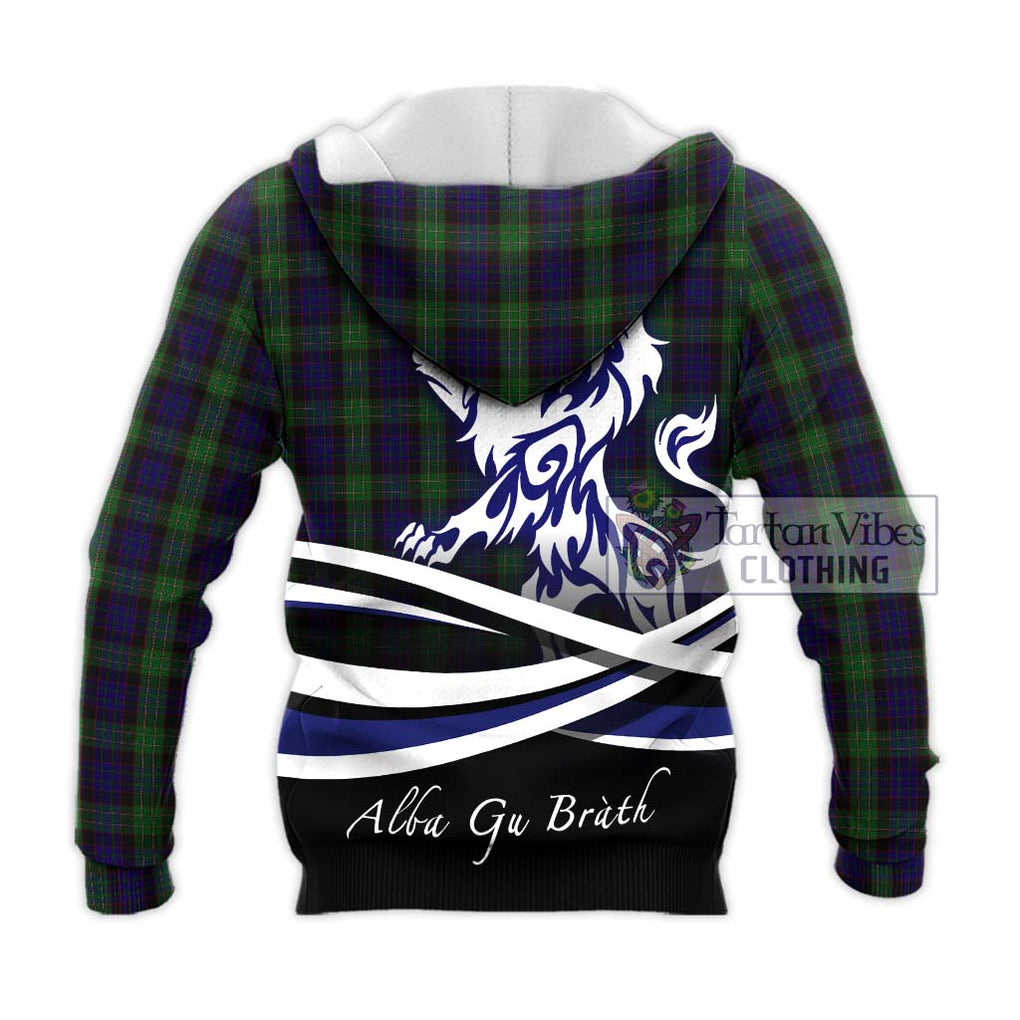 Nicolson Green Hunting Tartan Knitted Hoodie with Alba Gu Brath Regal Lion Emblem - Tartanvibesclothing Shop