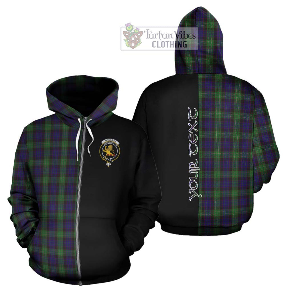 Nicolson Green Hunting Tartan Hoodie with Family Crest and Half Of Me Style - Tartanvibesclothing Shop