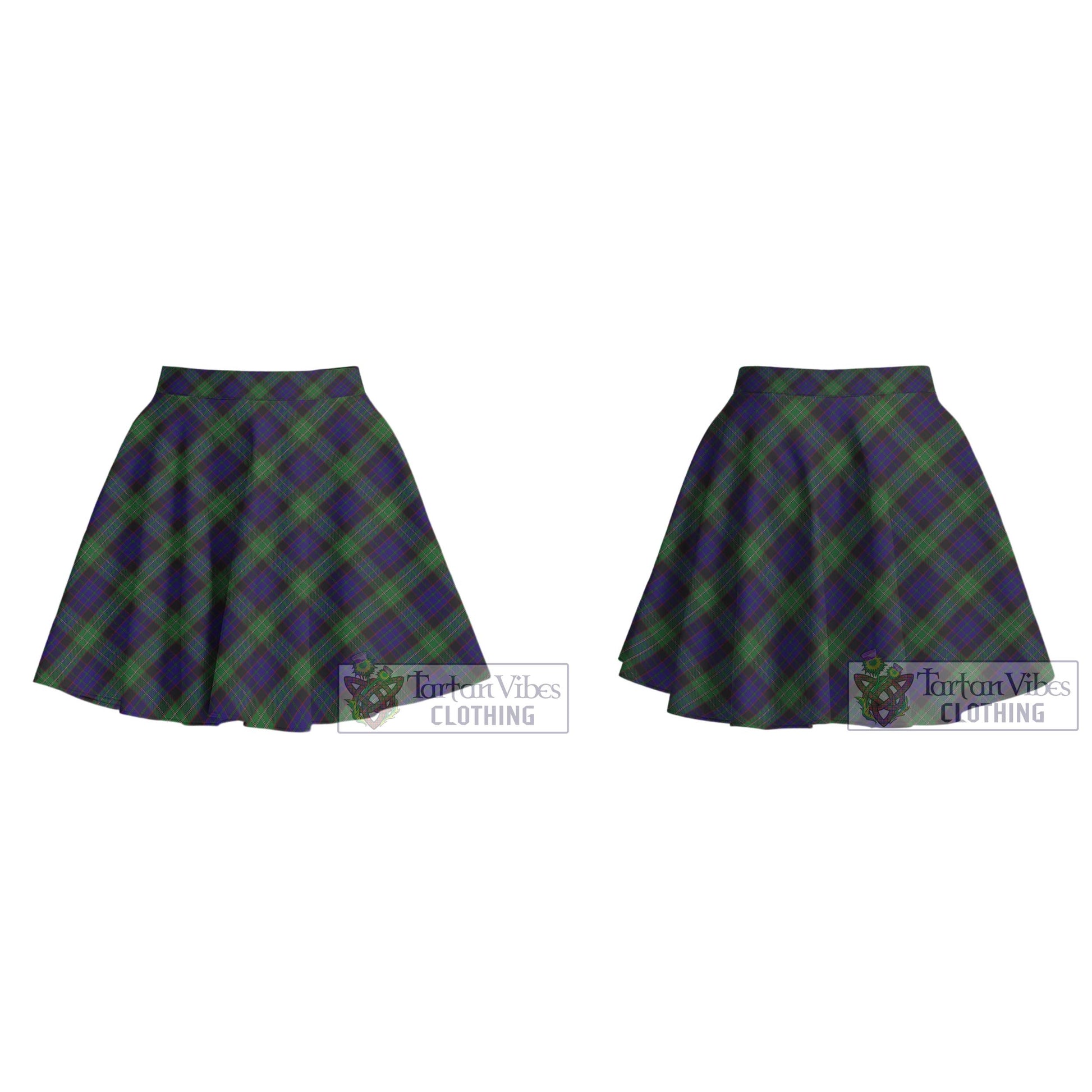 Tartan Vibes Clothing Nicolson Green Hunting Tartan Women's Plated Mini Skirt