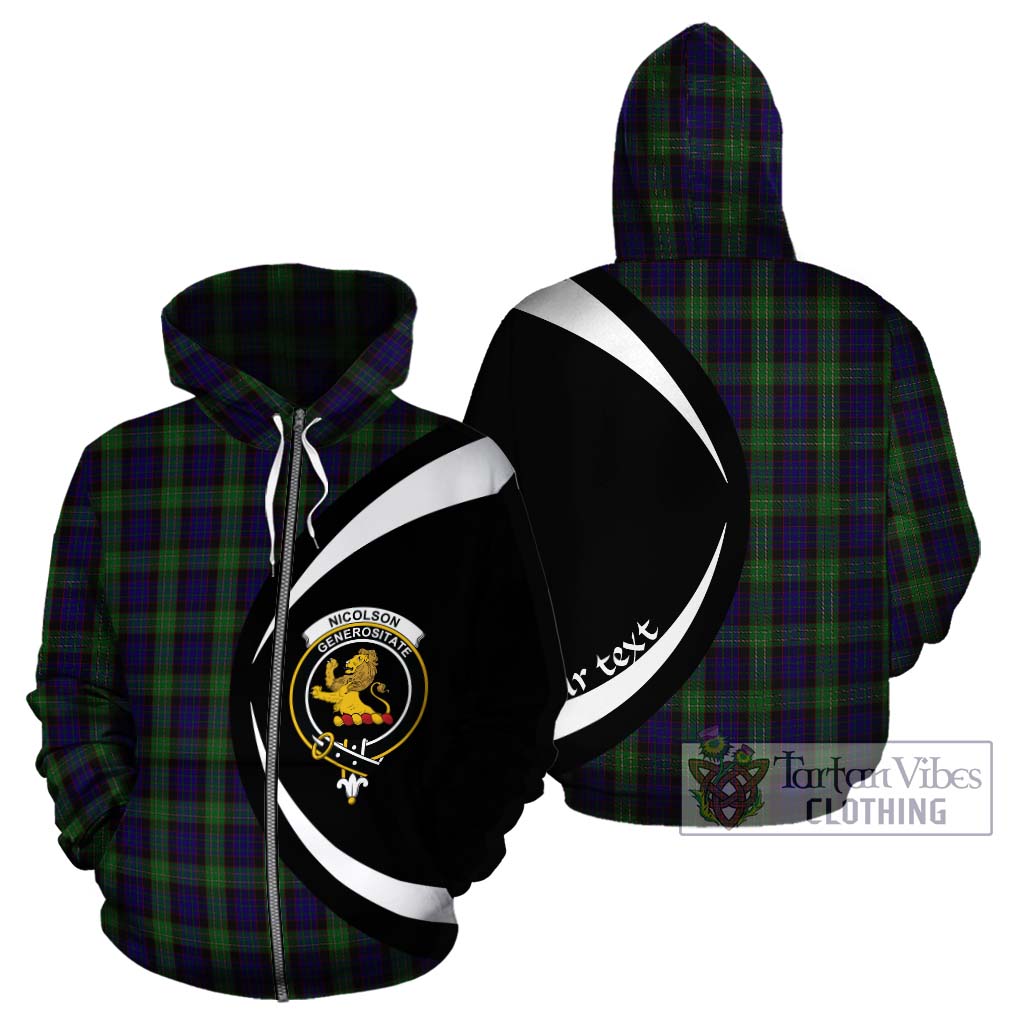 Nicolson Green Hunting Tartan Hoodie with Family Crest Circle Style - Tartan Vibes Clothing