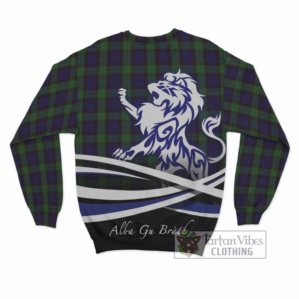 Nicolson Green Hunting Tartan Sweatshirt with Alba Gu Brath Regal Lion Emblem - Tartanvibesclothing Shop