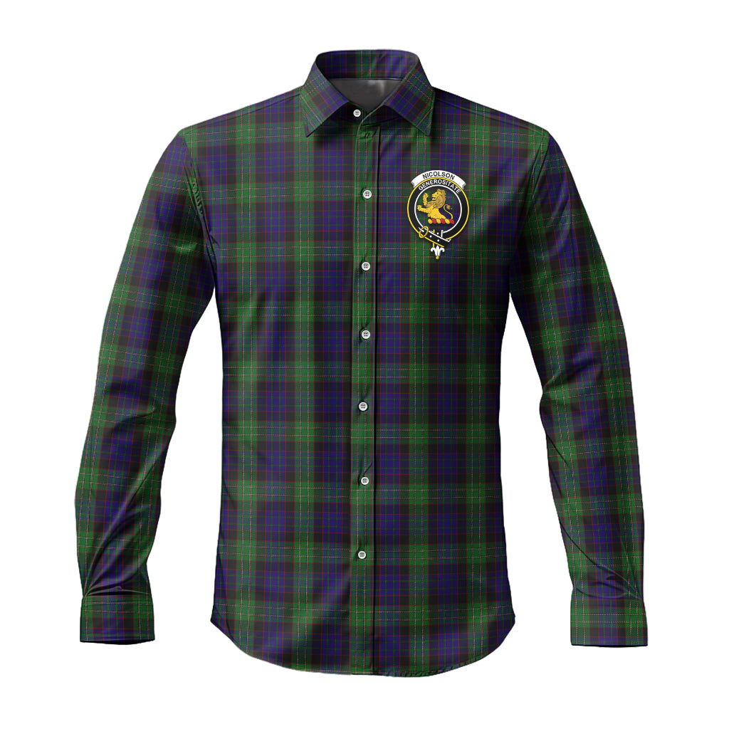 nicolson-green-hunting-tartan-long-sleeve-button-up-shirt-with-family-crest