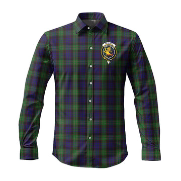 Nicolson Green Hunting Tartan Long Sleeve Button Up Shirt with Family Crest