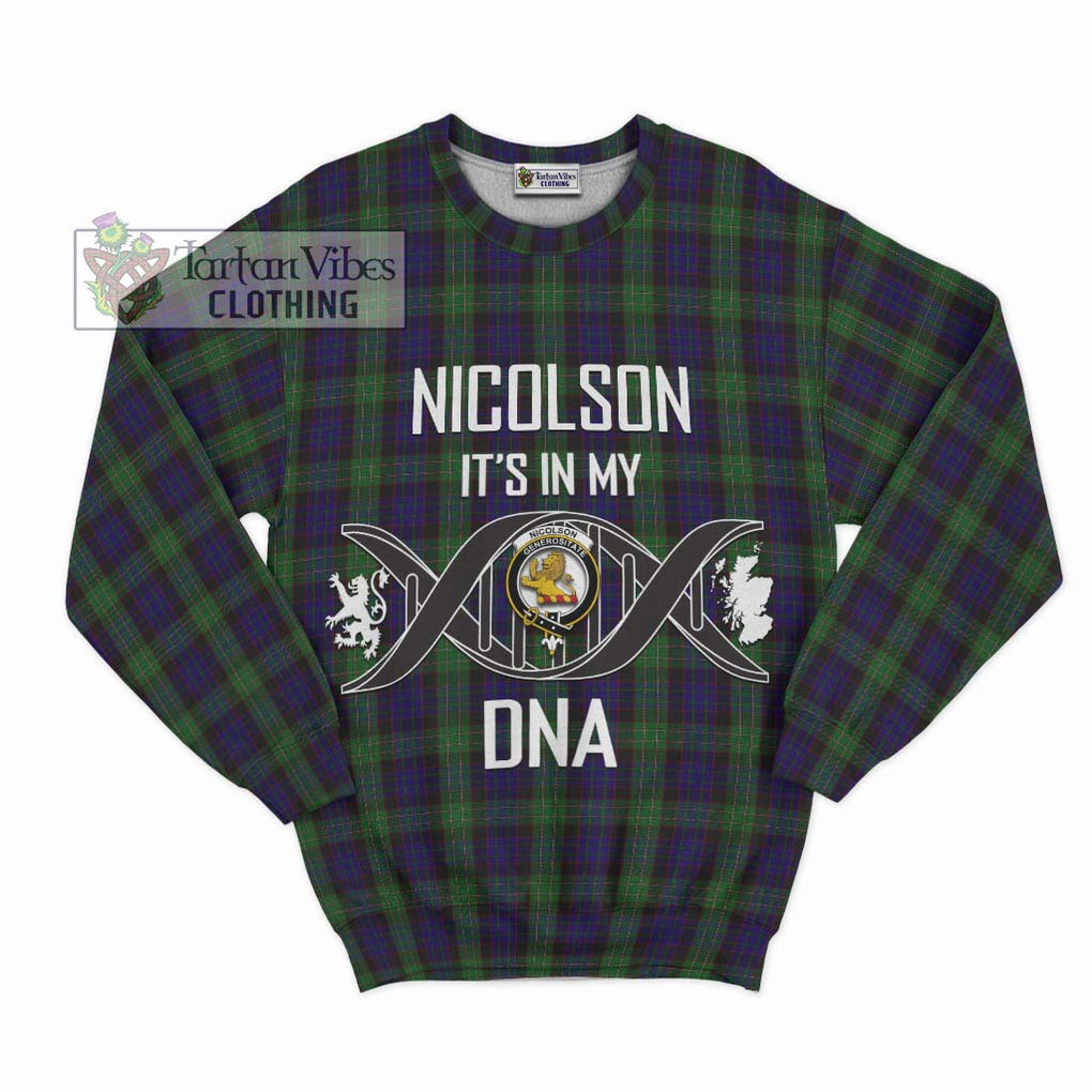 Nicolson Green Hunting Tartan Sweatshirt with Family Crest DNA In Me Style - Tartanvibesclothing Shop