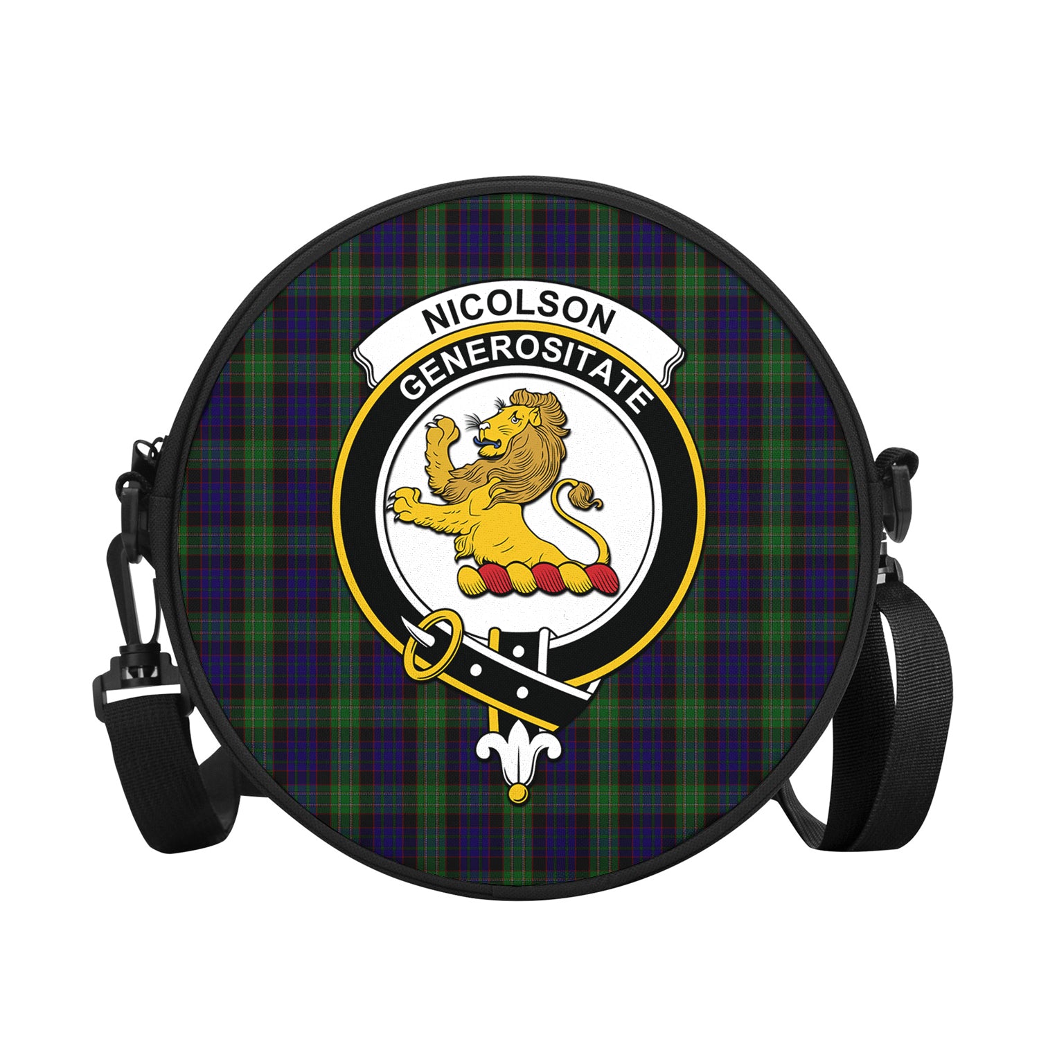 nicolson-green-hunting-tartan-round-satchel-bags-with-family-crest