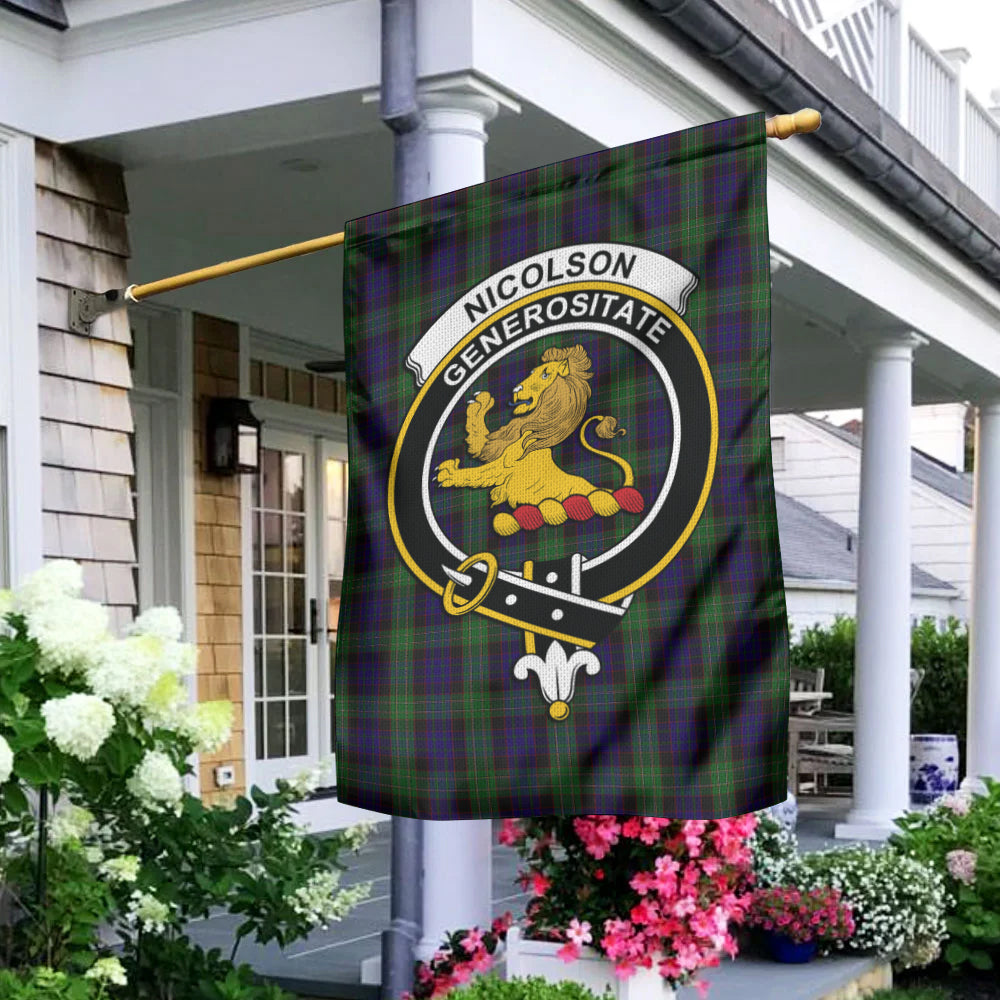 Nicolson Green Hunting Tartan Flag with Family Crest - Tartan Vibes Clothing