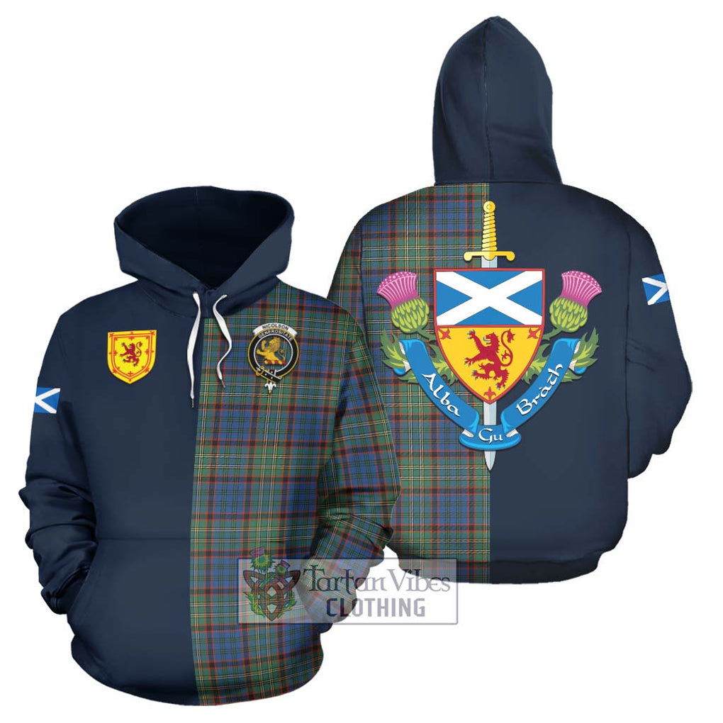 Tartan Vibes Clothing Nicolson Hunting Ancient Tartan Hoodie with Scottish Lion Royal Arm Half Style