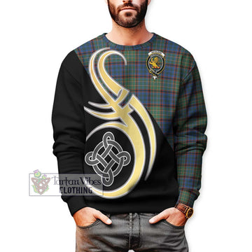 Nicolson Hunting Ancient Tartan Sweatshirt with Family Crest and Celtic Symbol Style