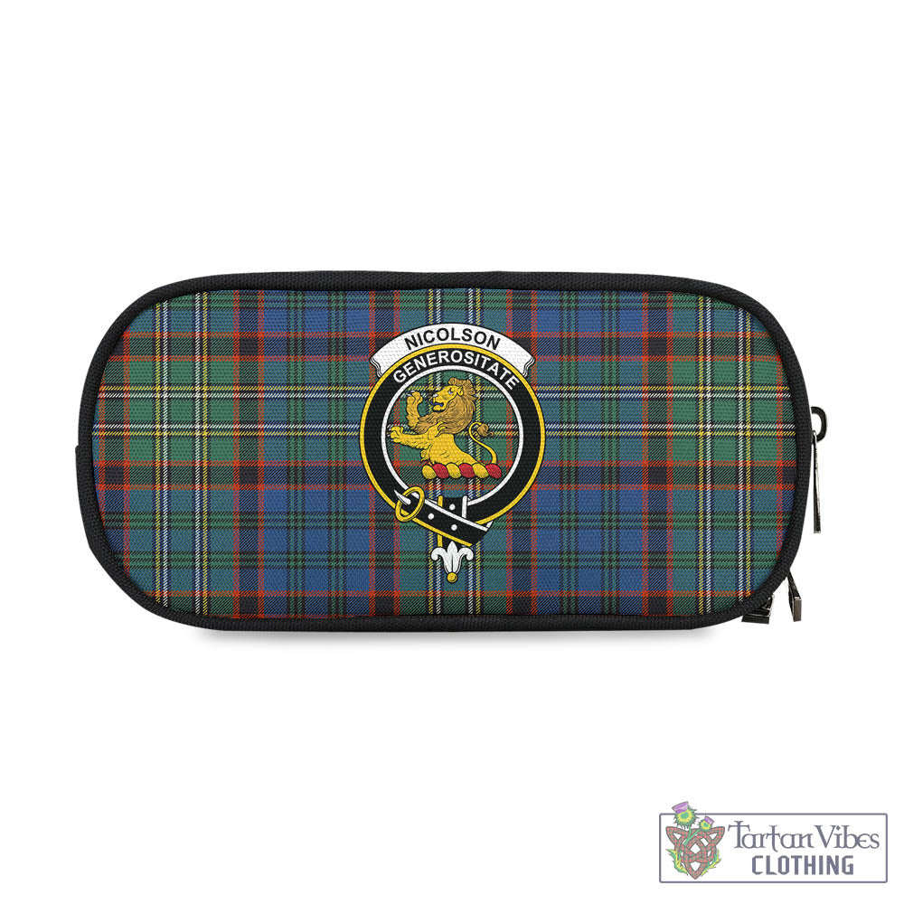 Tartan Vibes Clothing Nicolson Hunting Ancient Tartan Pen and Pencil Case with Family Crest