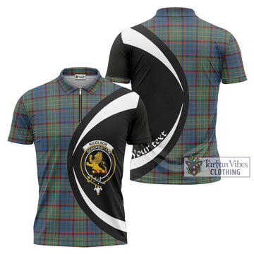 Nicolson Hunting Ancient Tartan Zipper Polo Shirt with Family Crest Circle Style