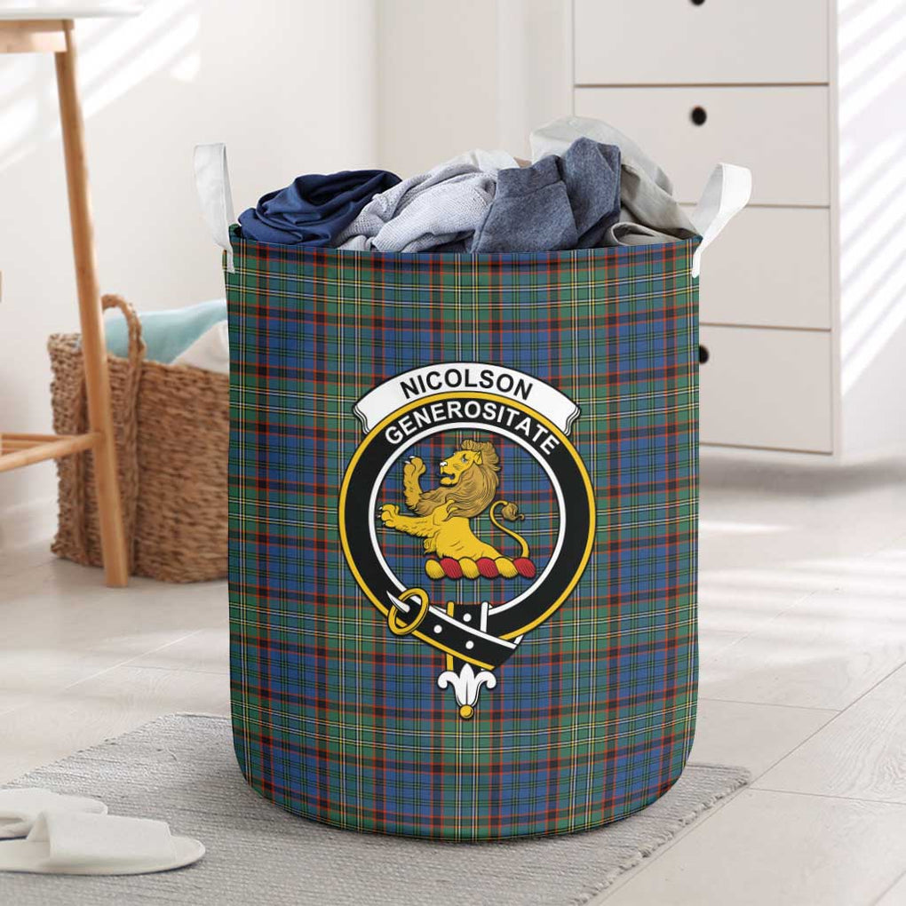 Nicolson Hunting Ancient Tartan Laundry Basket with Family Crest One Size - Tartanvibesclothing Shop